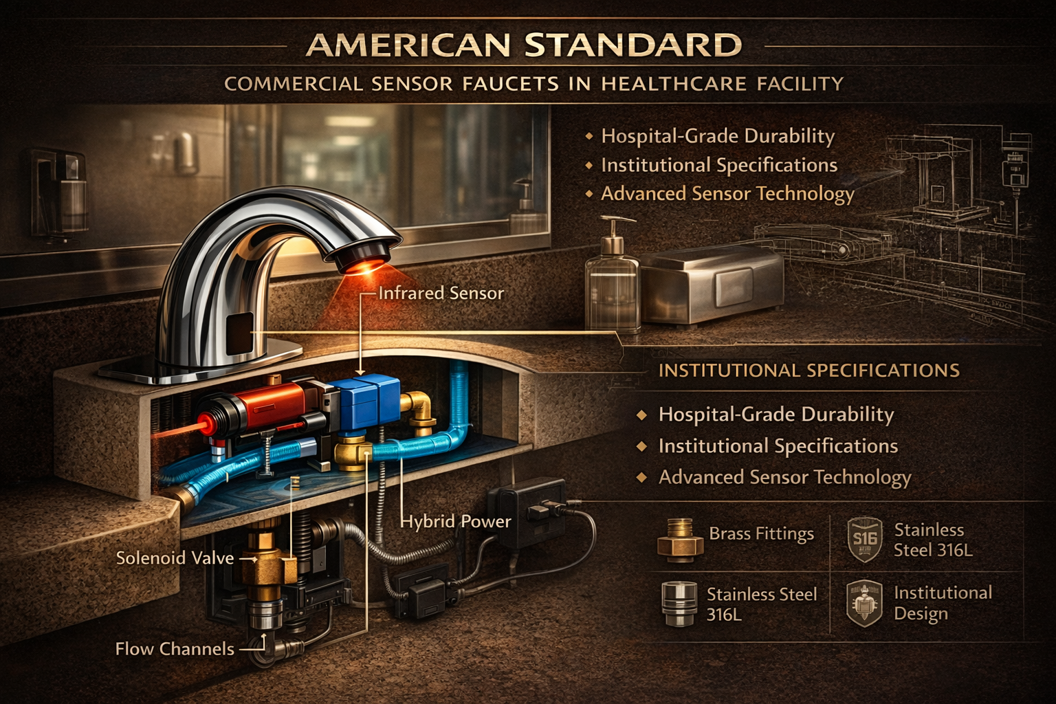 American Standard touchless faucets in hospital and clinical facility installations